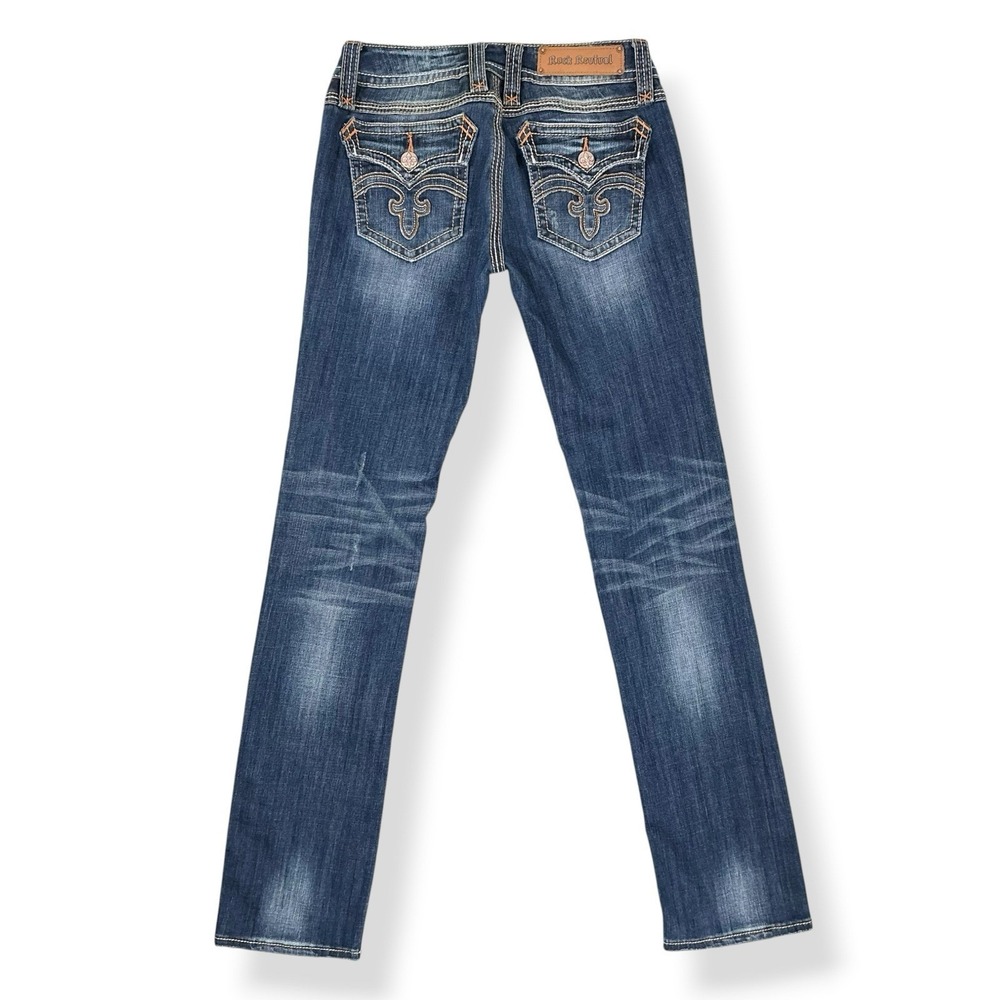 Rock Revival Jeans Women 29 (ACTUAL 28x33) Blue Low Rise Debbie Straight Y2K